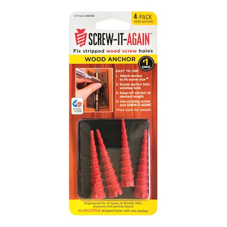 Screw-It-Again SCREW-IT-AGAIN 1/4 in. D X 1 in. L Polypropylene Hex Head Wood Anchor 4 pk SIA-4PK